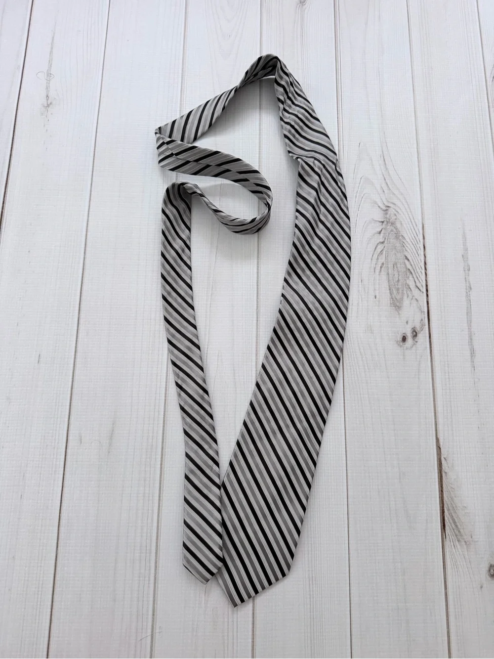 Calvin Klein Black and White Striped Tie